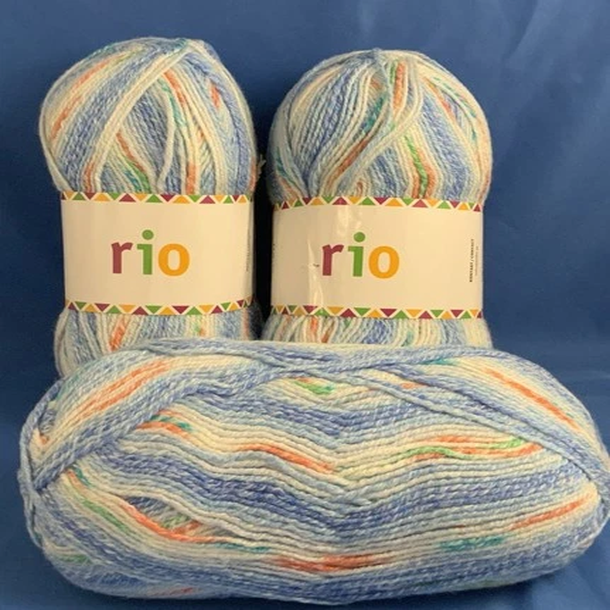 RIO Cotton, Wool, Acrylic Blend Yarn / Sweden Multicolor - Med 4 - Lot Of 3