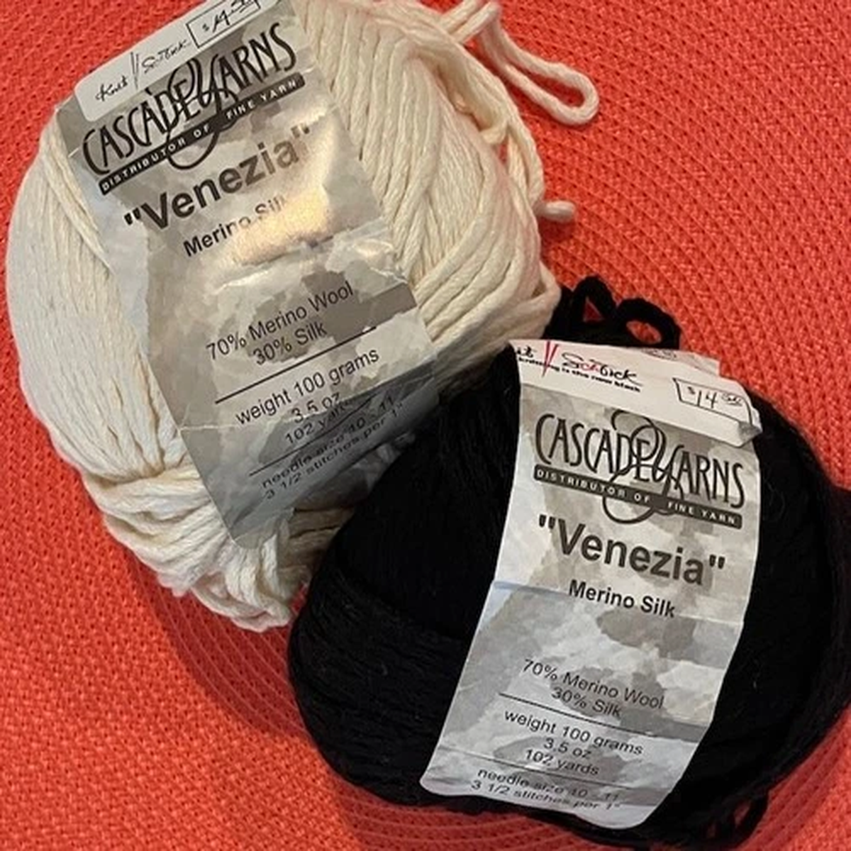 Cascade Yarns - MERINO SILK - One Black + One White Ball