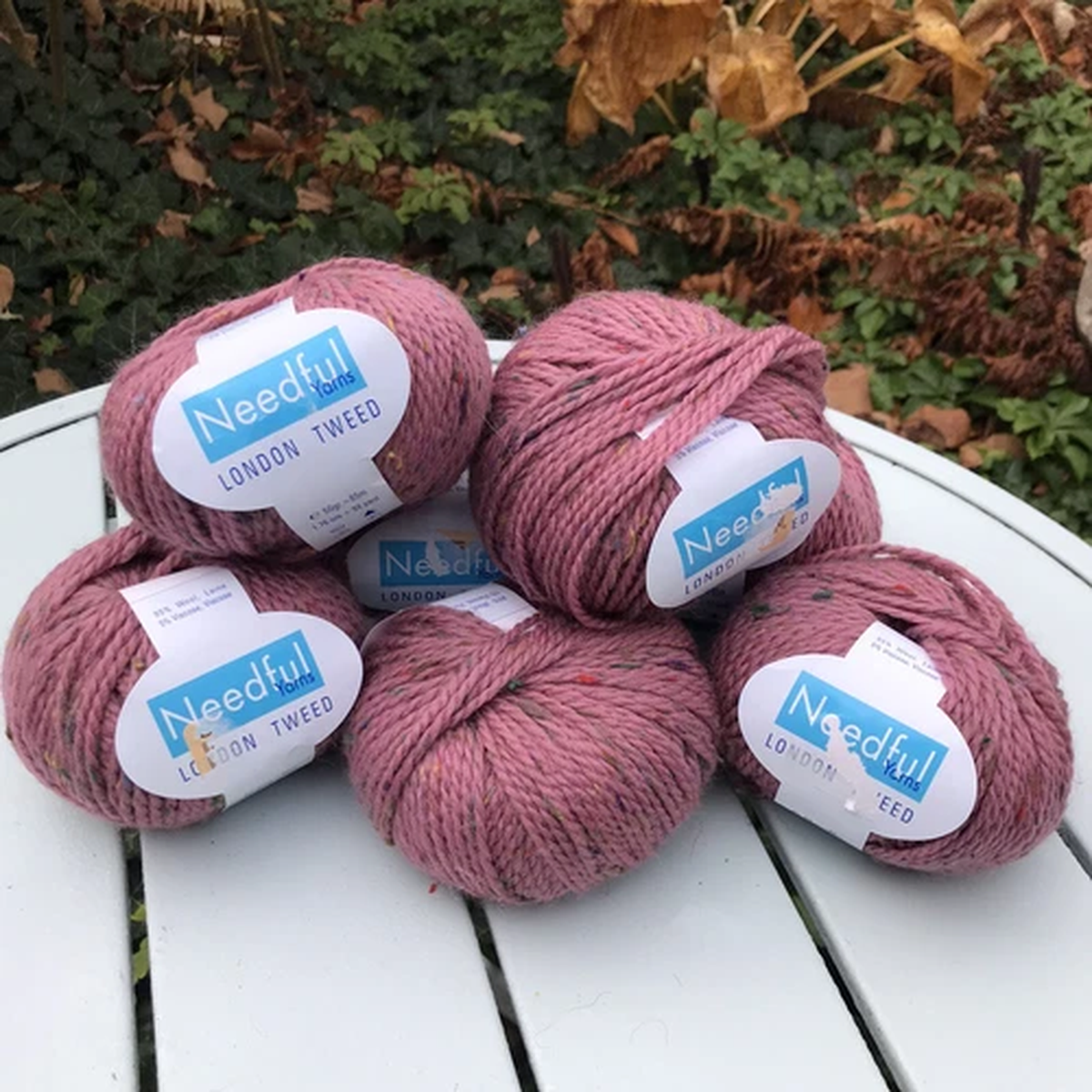 Needful Yarns London Tweed 2 Balls Pink Aran wool yarn ITALY 50g Discontinued