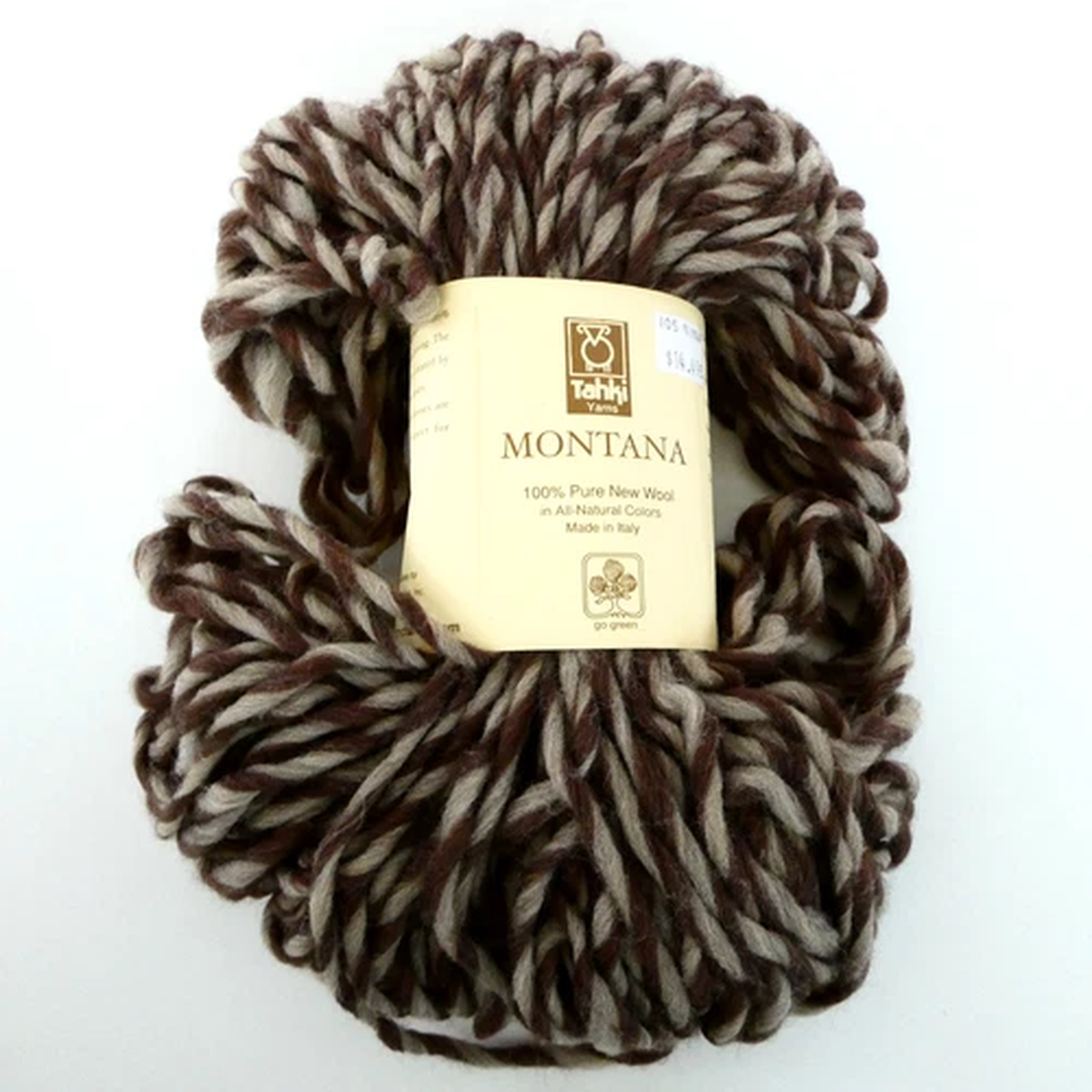 Tahki Montana Yarn Pure New Wool 3.5oz 100g 130yds Hank Color 015 Brown Tan Marl