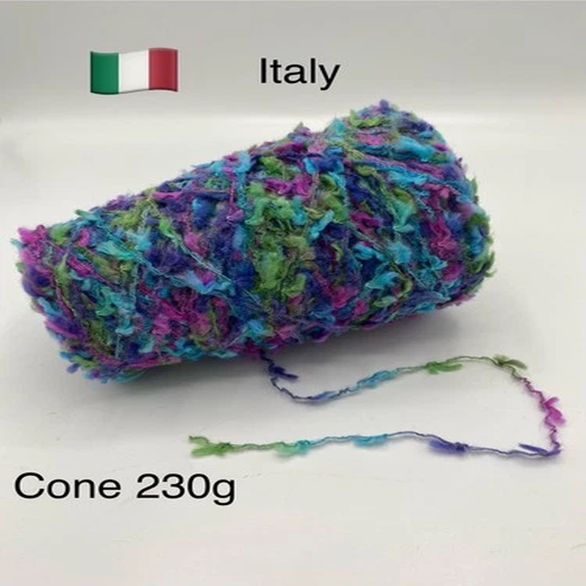 Designer Italian Yarn Cone 230g Virgin Wool 90% Pa 10% Multicolor Assents Grafts