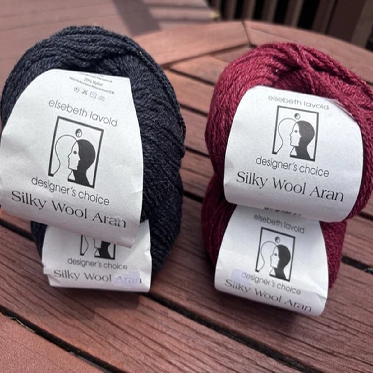 Elsebeth Lavold Yarn Lot 4 Cakes Wool Silk Nylon Blend Navy Burgundy 416 Yds