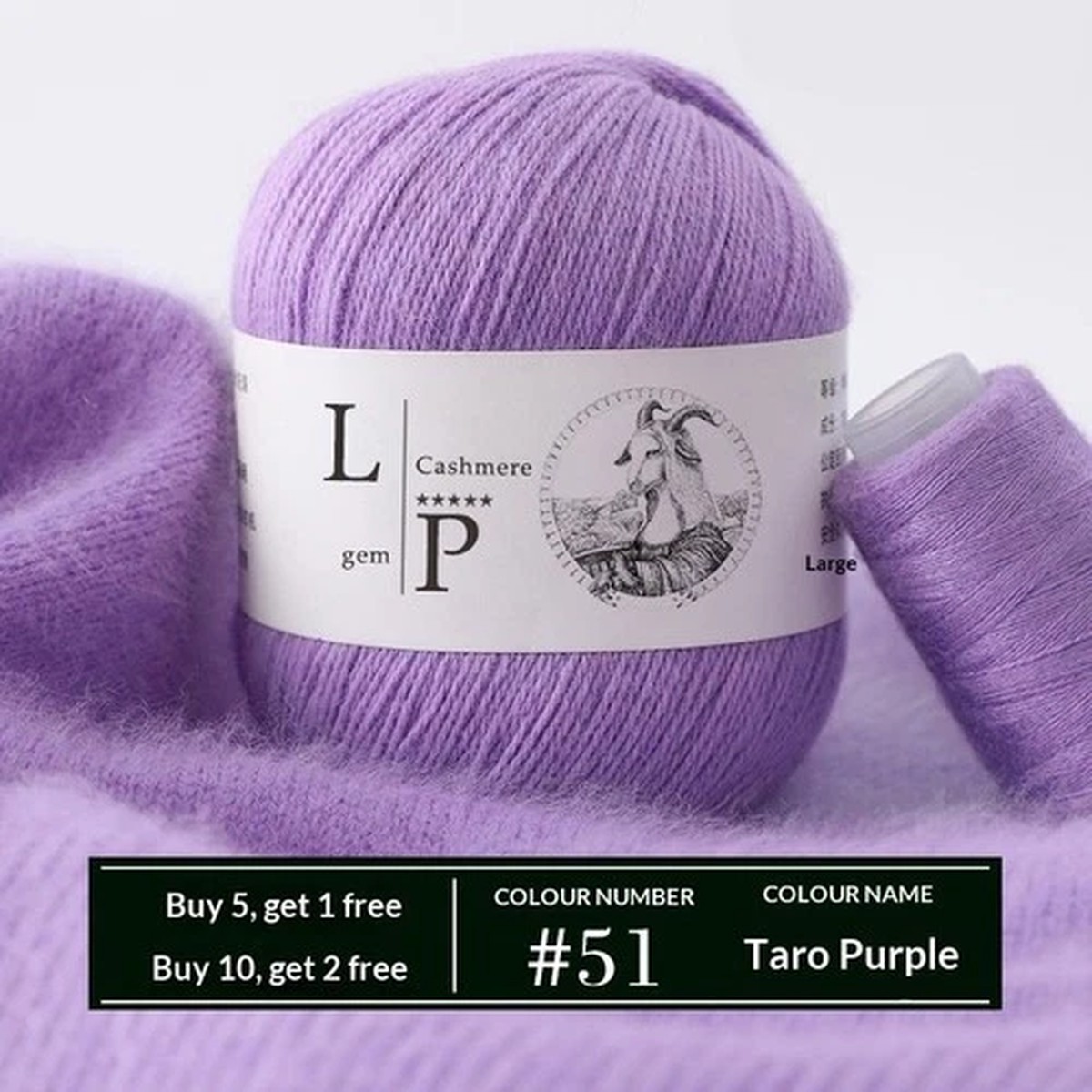 Imported Italian LP Cashmere Yarn, Medium Thick Hand-Knitting Cashmere Wool 50g