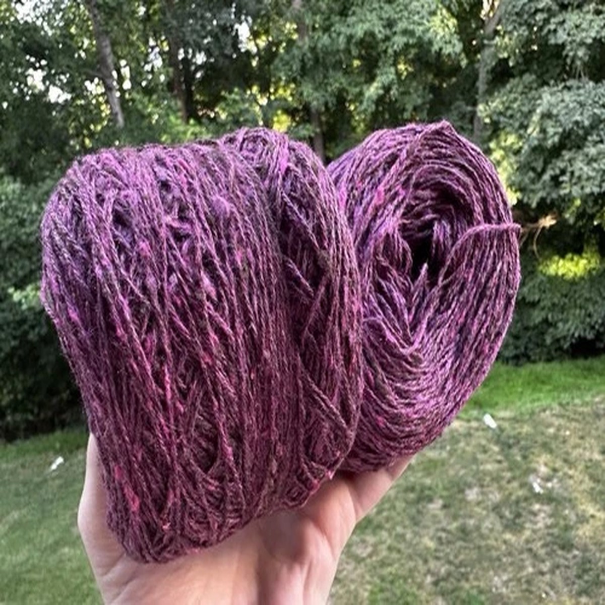 Lot of 2 BC Garn Tussah Tweed Yarn F02 Bordeaux 100% Silk Fingering 100g 546 Yds