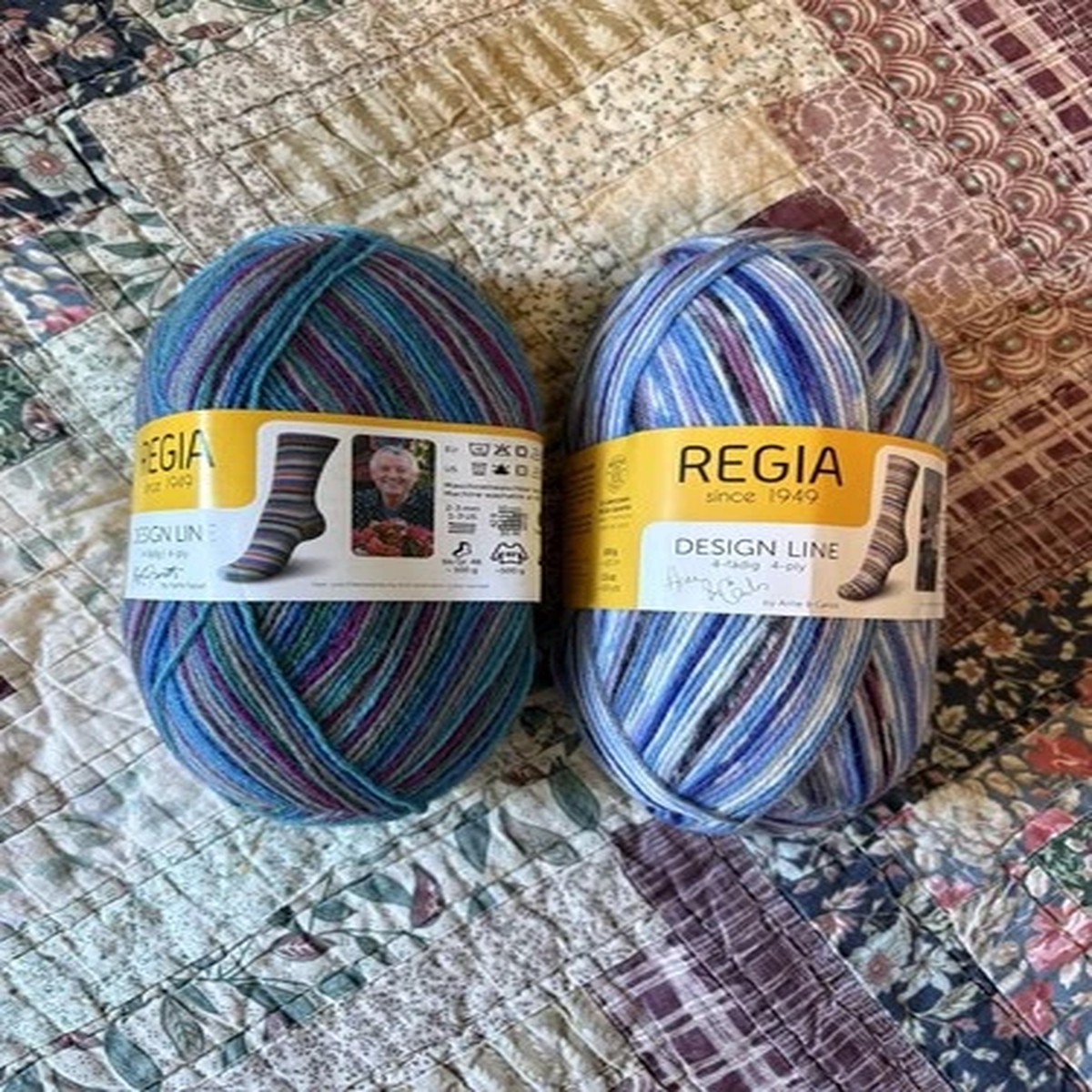 Regia Design Line 4 Ply Sock Yarn Virgin Wool Blend Lot Of 2 Skeins