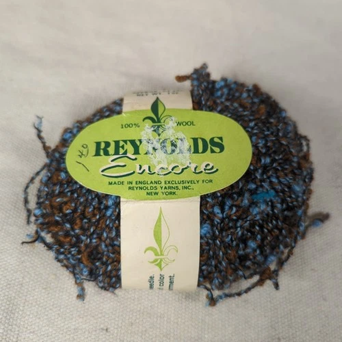 Reynolds Encore Wool Yarn 1oz Pheasant 5269 Blue Brown Textured England