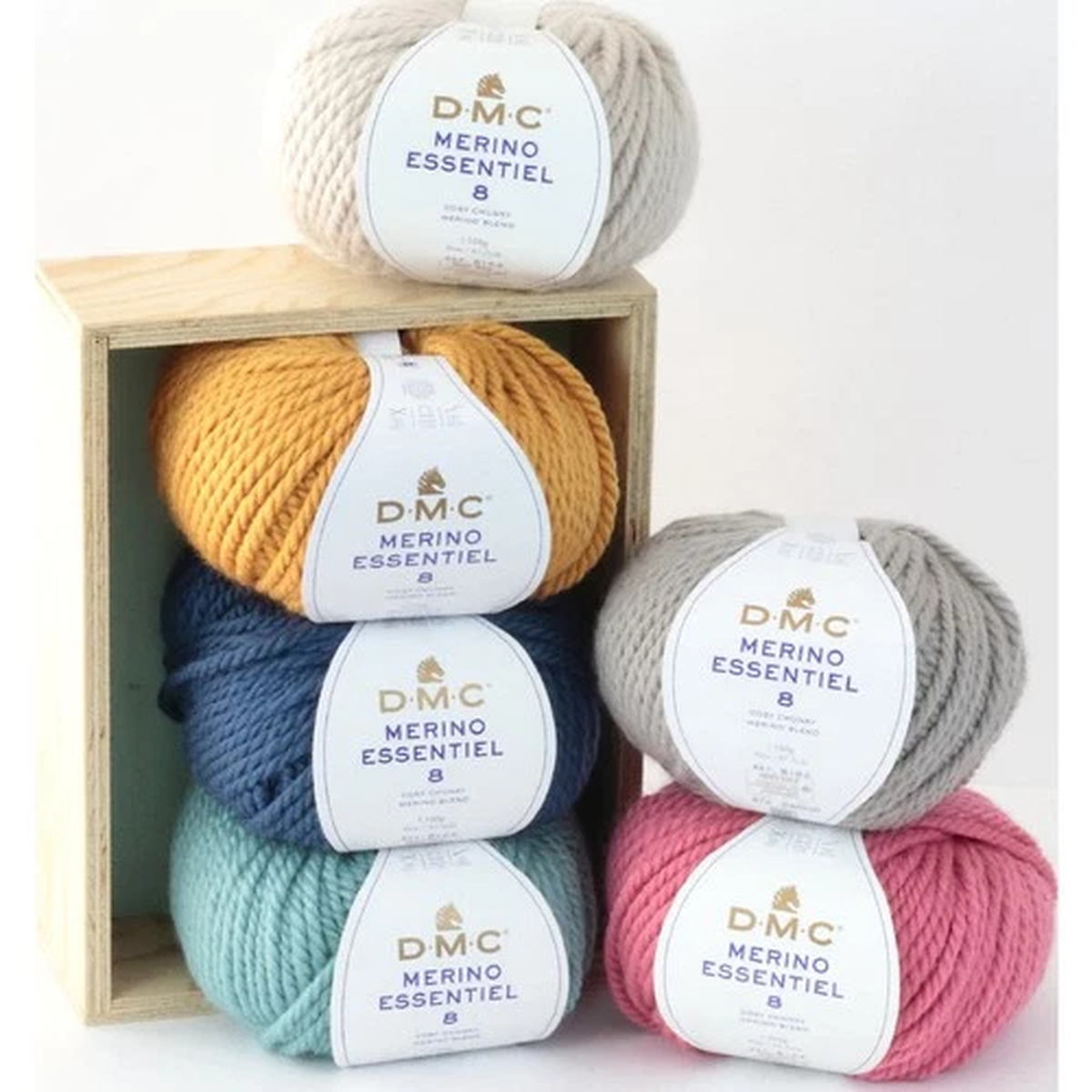 10x DMC Merino Essentiel-8 soft chunky yarn made from 55% Merino wool & 45% ac