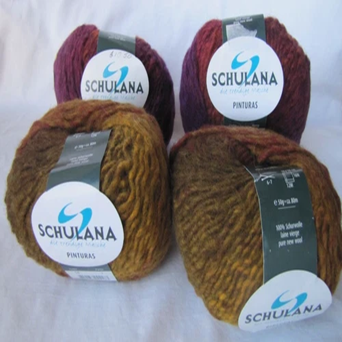 FOUR balls of Schulana Pinturas yarn w/ scarf kit. Two each of color #3 and #4.