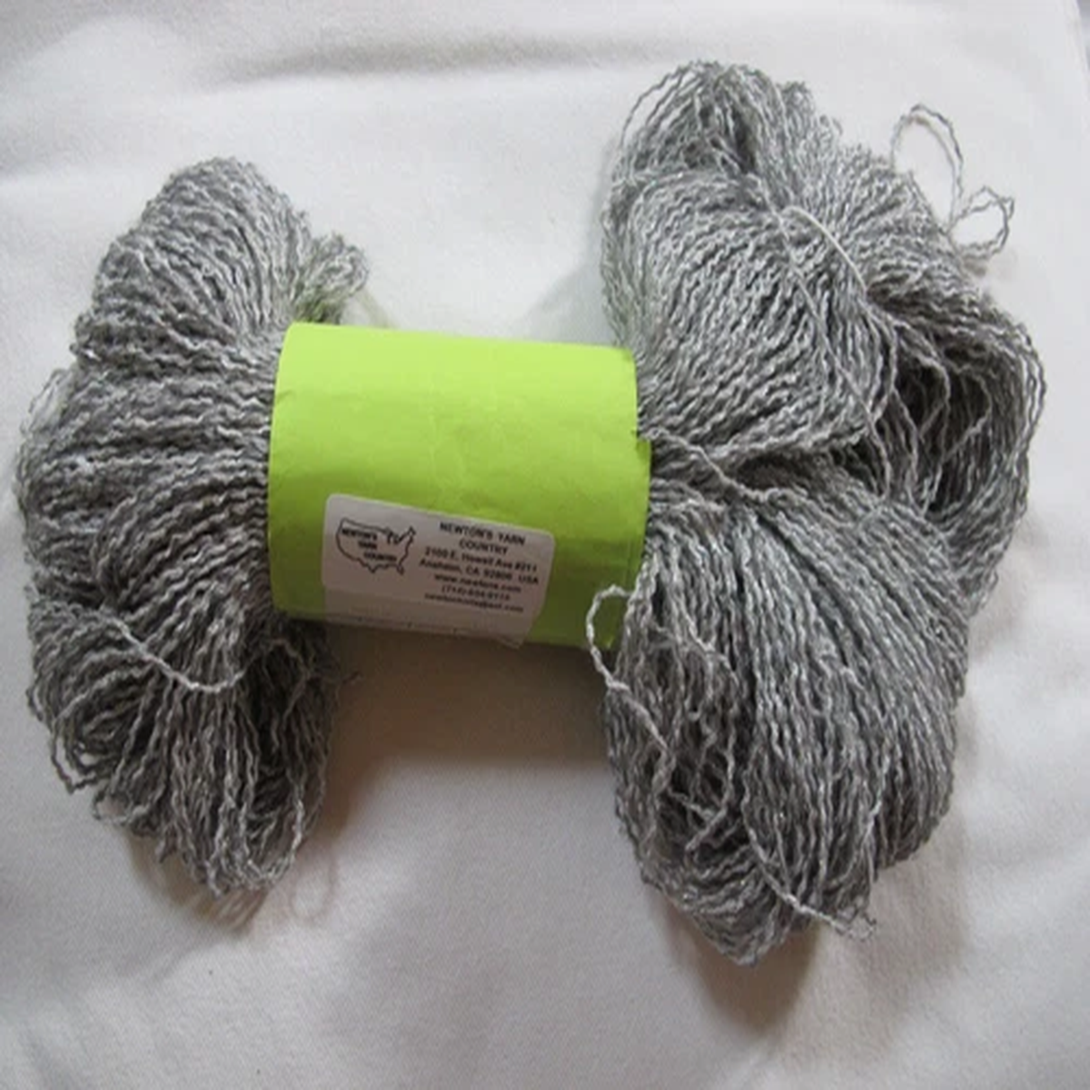 Newton's Yarn Country Handmade Montana Gray/Silver Merino,Mohair, MetallicYarn.