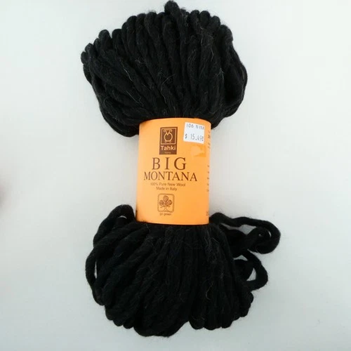 Tahki Big Montana Yarn Pure New Wool 3.5oz 100g 71yds Hank Color 206 Black