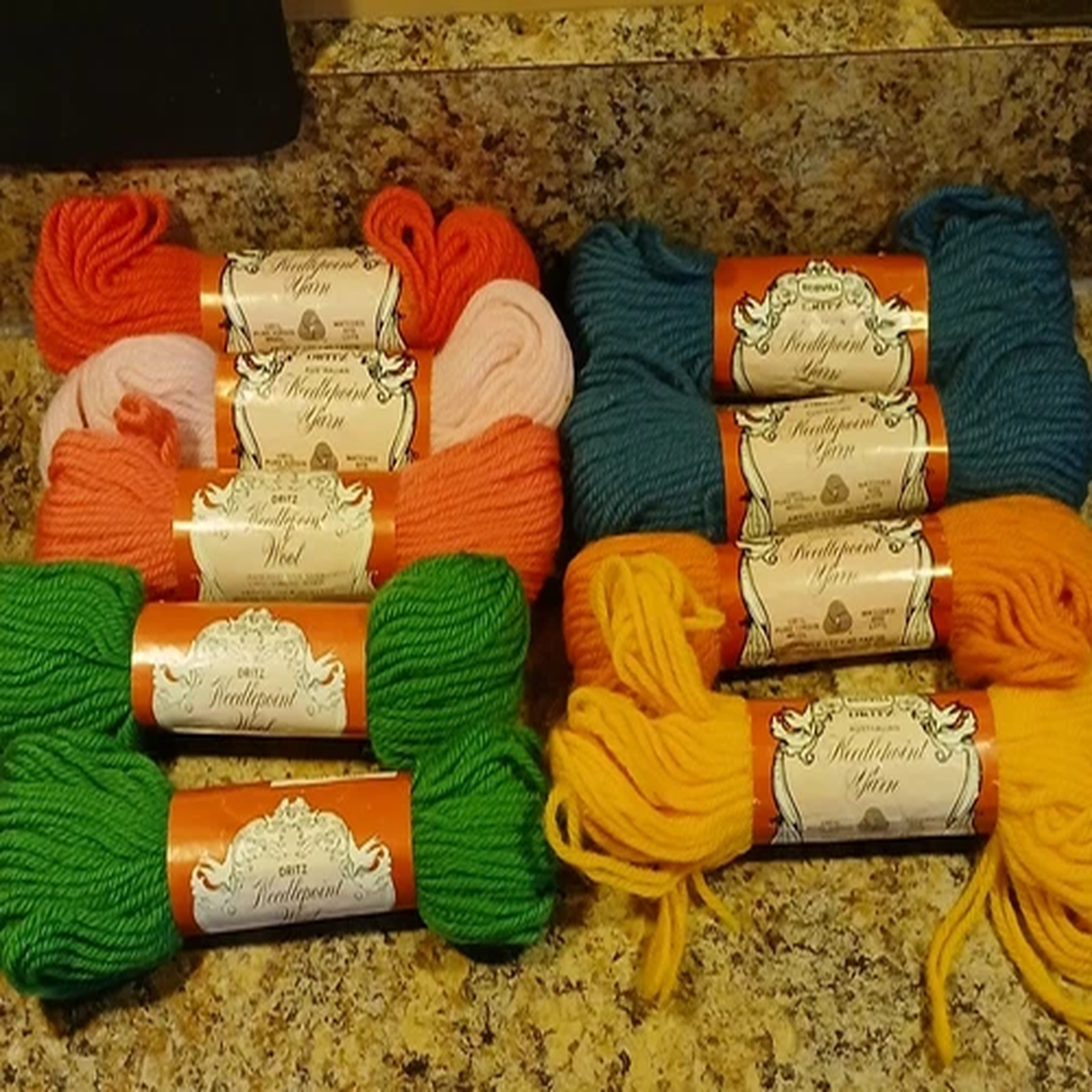 9 Scovill Dritz Australian Needlepoint Yarn Virgin Wool Each .7oz. / 40 yards