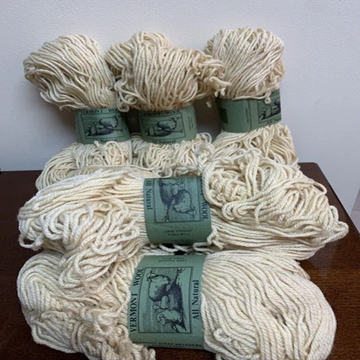 Lot of 6 Vermont Sheep Breeders Association 100% Virgin Wool Yarn Natural Cream