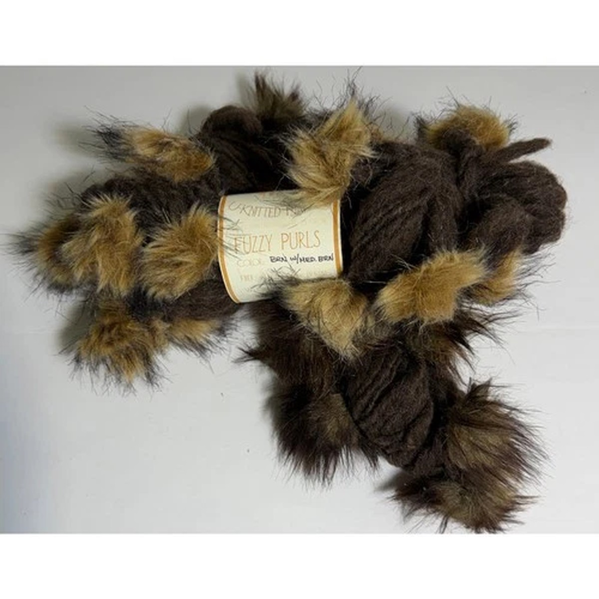 Pagewood Farms Fuzzy Purls Yarn Brown Med Brown Fox Merino Wool Acrylic QTY 2