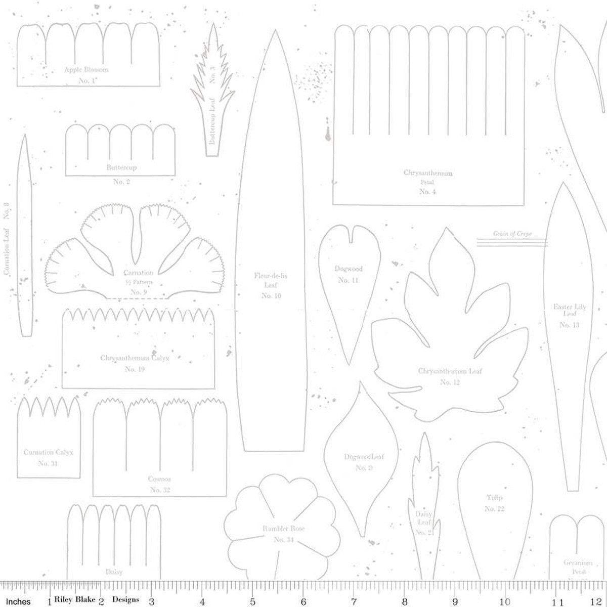 Sewing Seeds Collection Posie Patterns Cotton Fabric CD15688