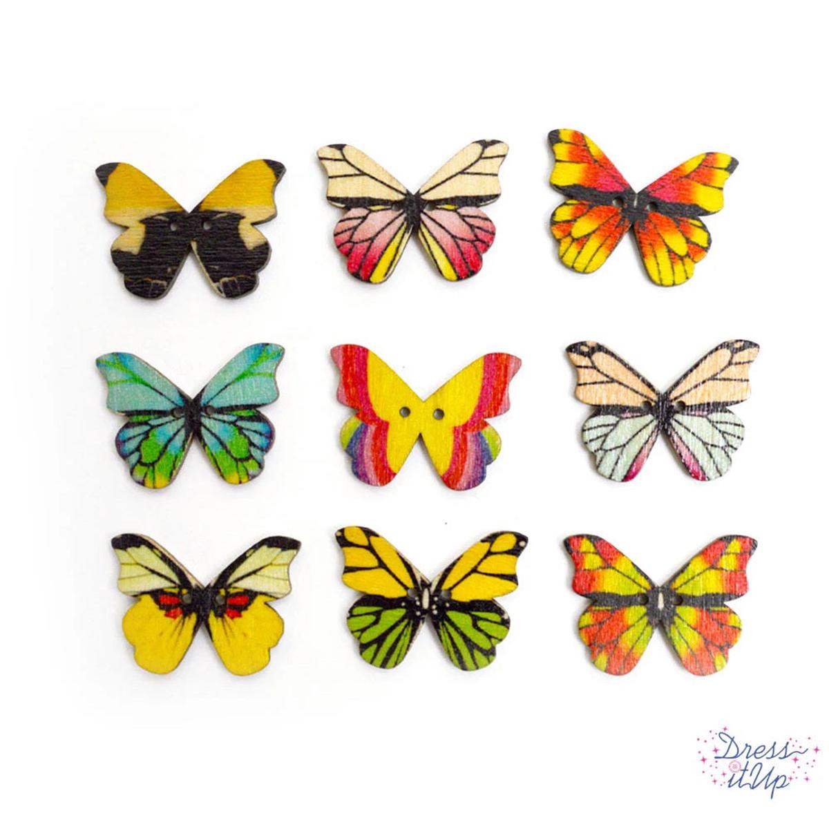 Butterfly Garden Wood Buttons 12450