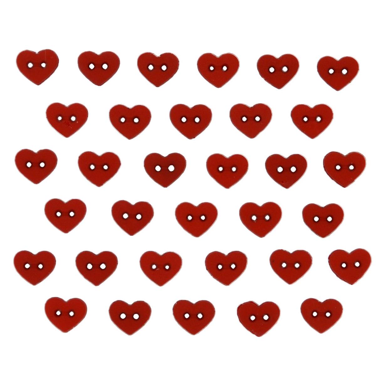 Buttons Micro Mini Red Hearts 6399