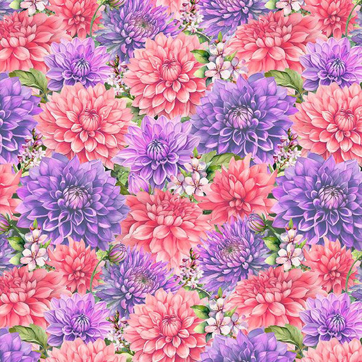 Dahlia Botanica Collection Packed Floral Cotton Fabric 33924