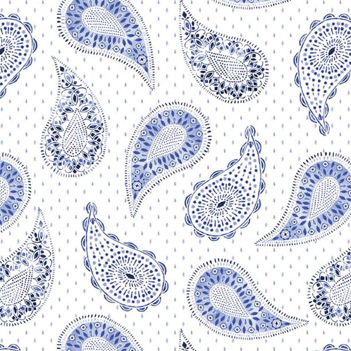 Indigo Splash Collection Paisley and Dots Cotton Fabric 15712