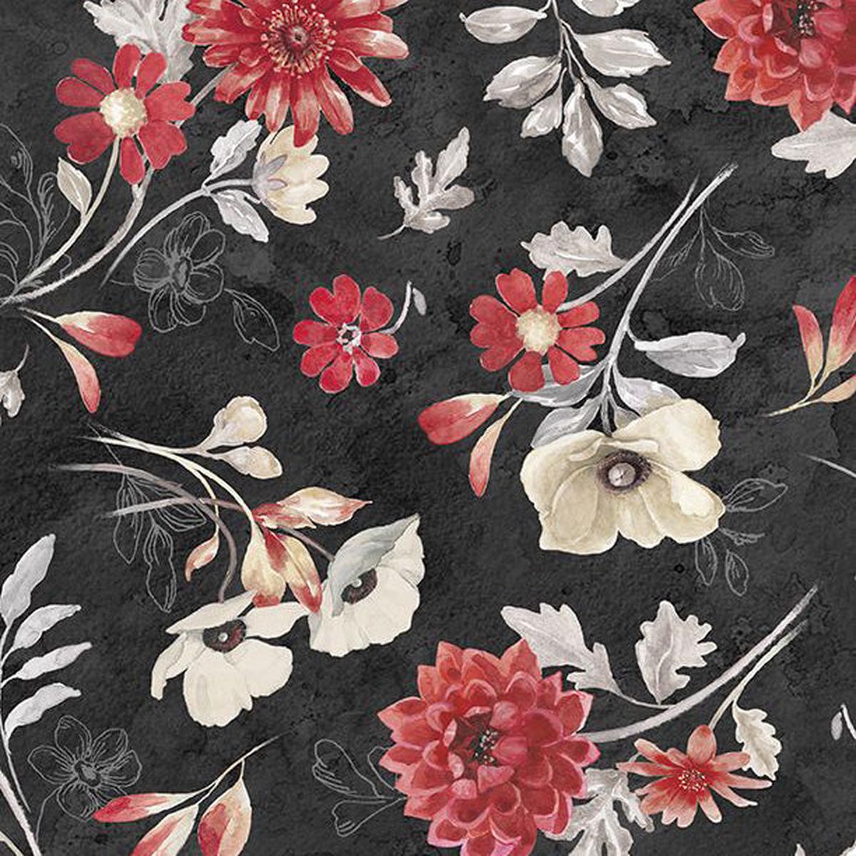 Scarlet Dreams Collection Large Floral Toss Cotton Fabric 30109