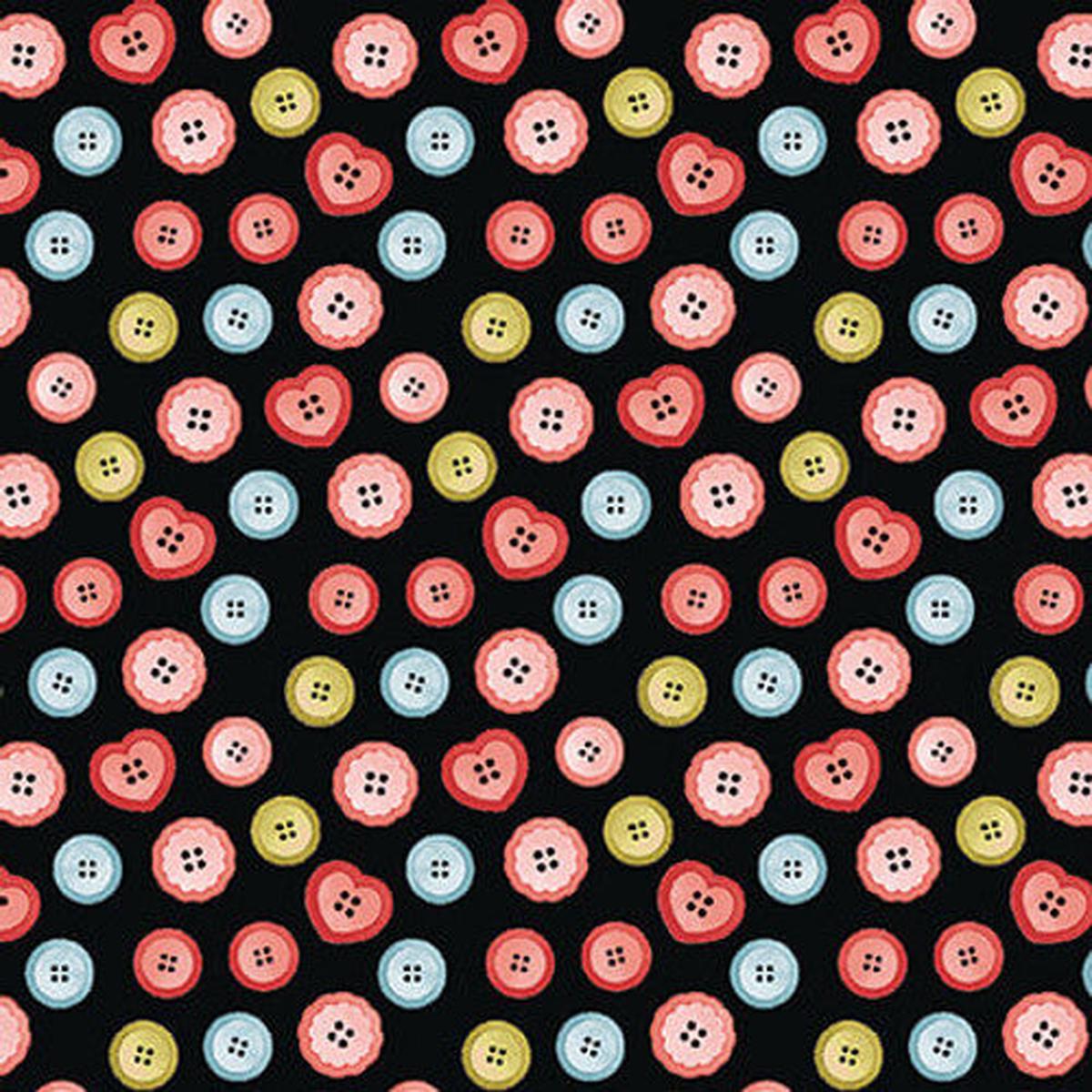 Love You Sew Collection Tossed Buttons Cotton Fabric 6617-98