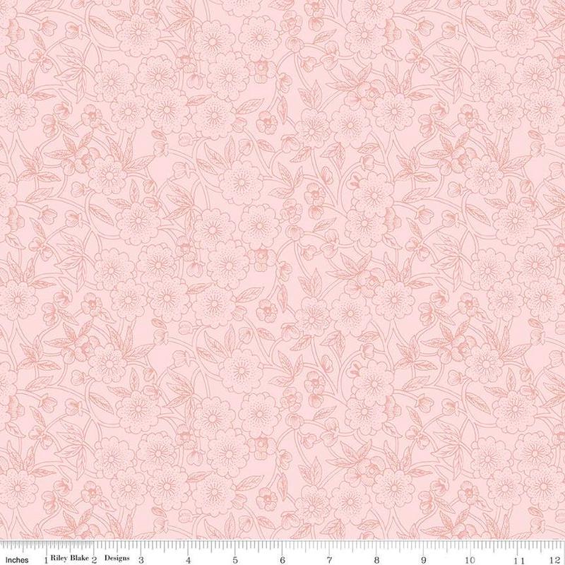 Sewing Seeds Collection Porcelain Petals Cotton Fabric CD15962