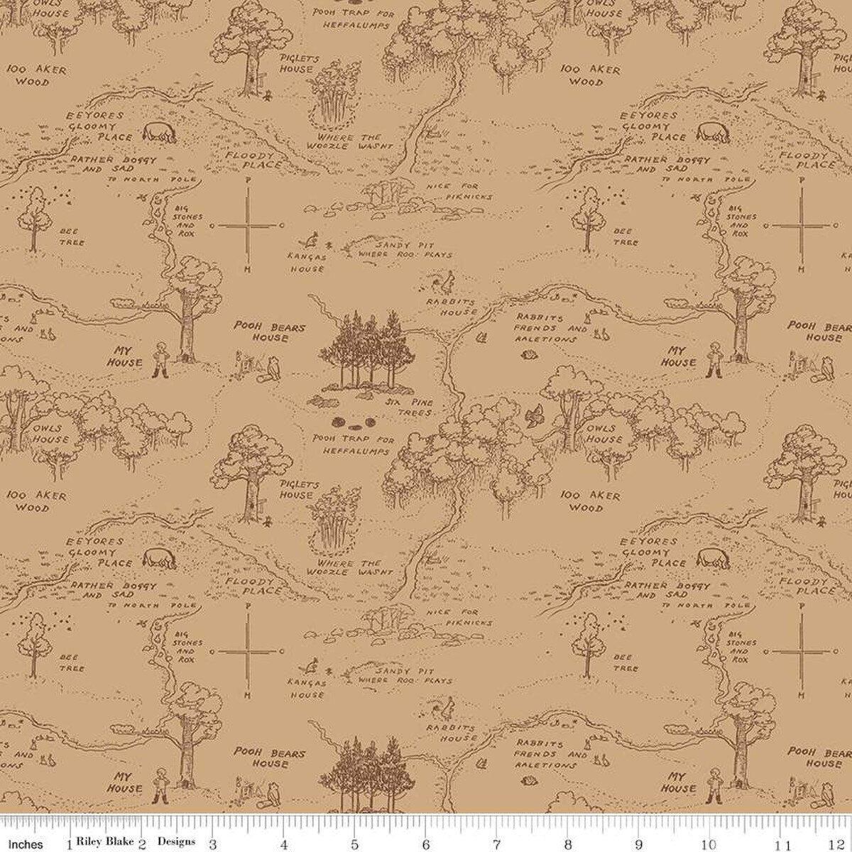 Winnie the Pooh Collection Map Cotton Fabric C17001