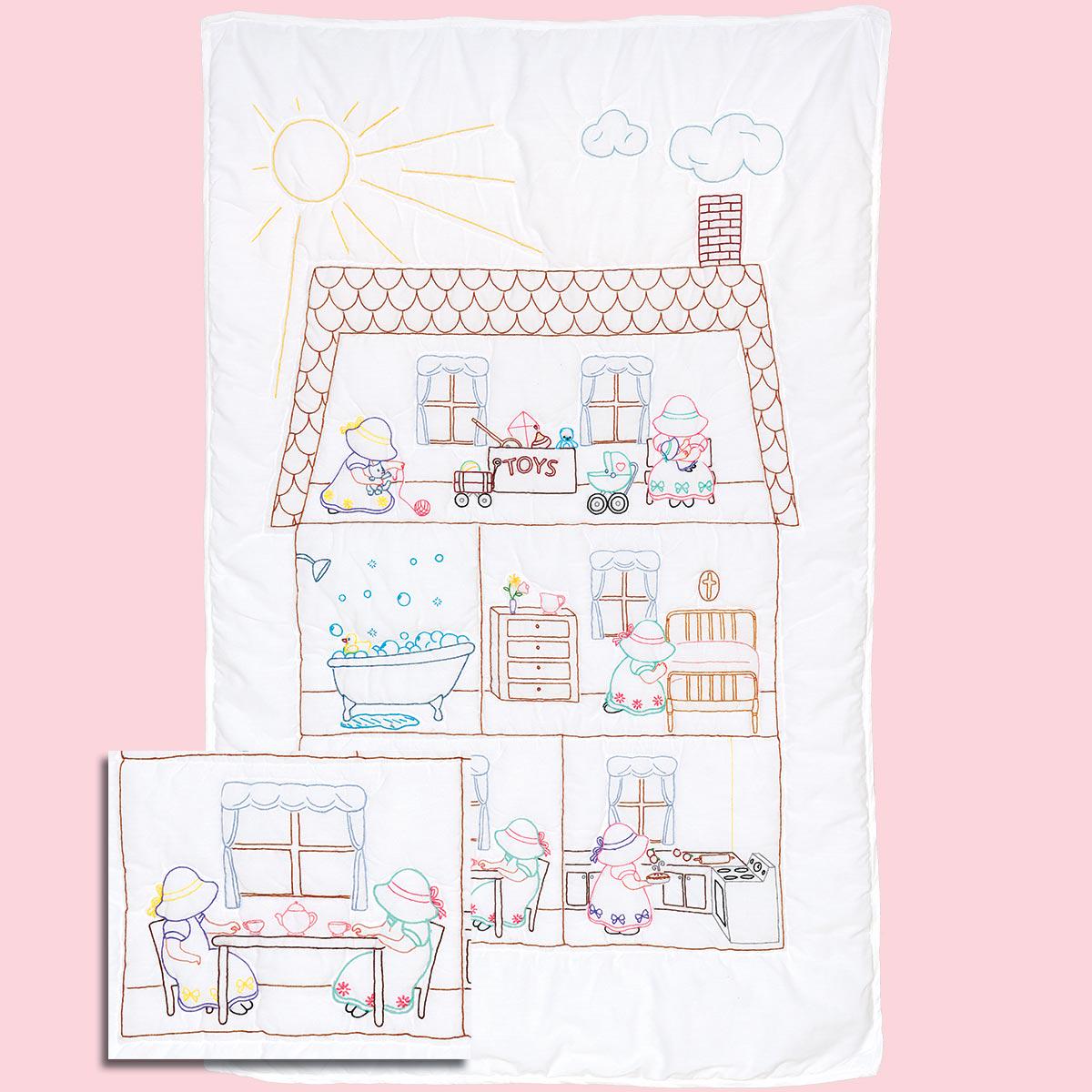 Sunbonnet Sue Doll House Crib Quilt Top 4060-937