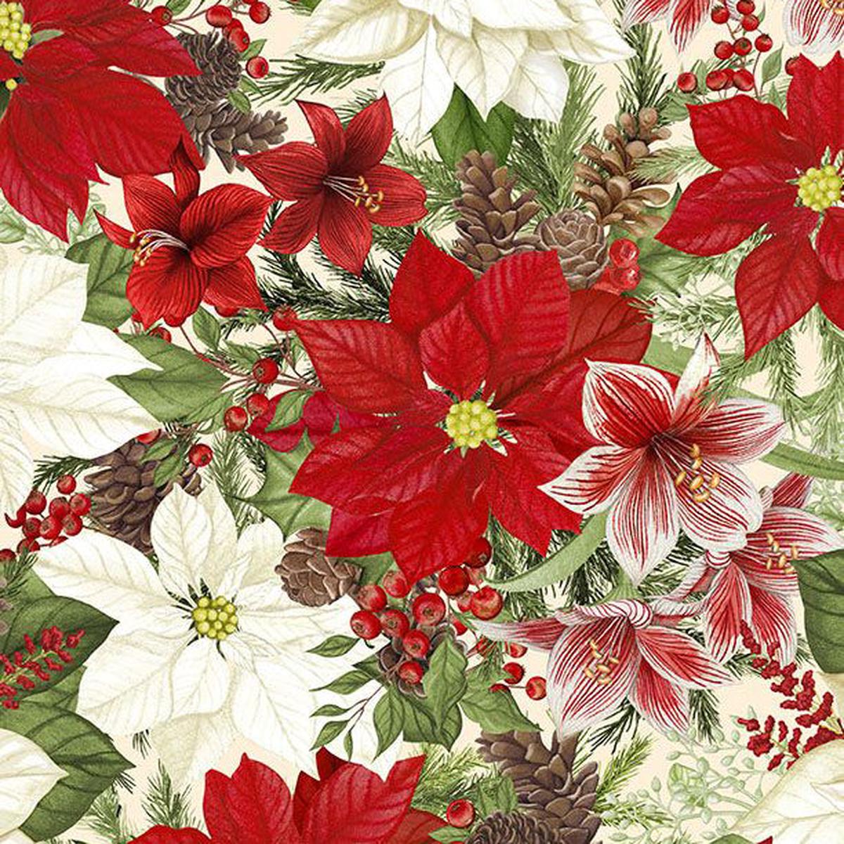 Tartan Holiday Collection Packed Florals Cotton Fabric 27663