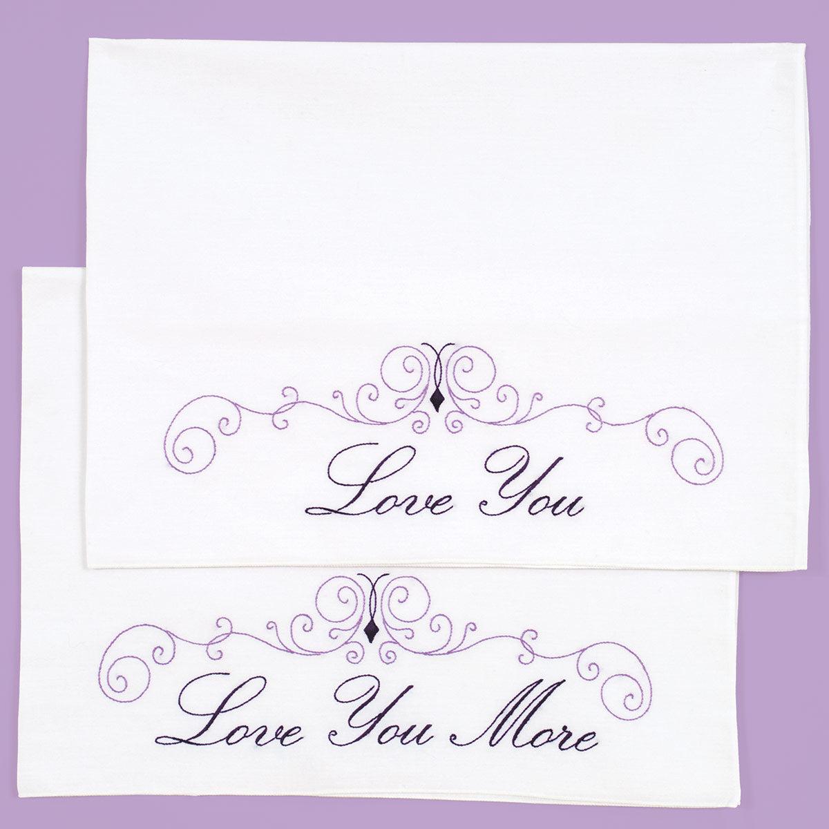 Love You More Perle Edge Pillowcases 1600-633