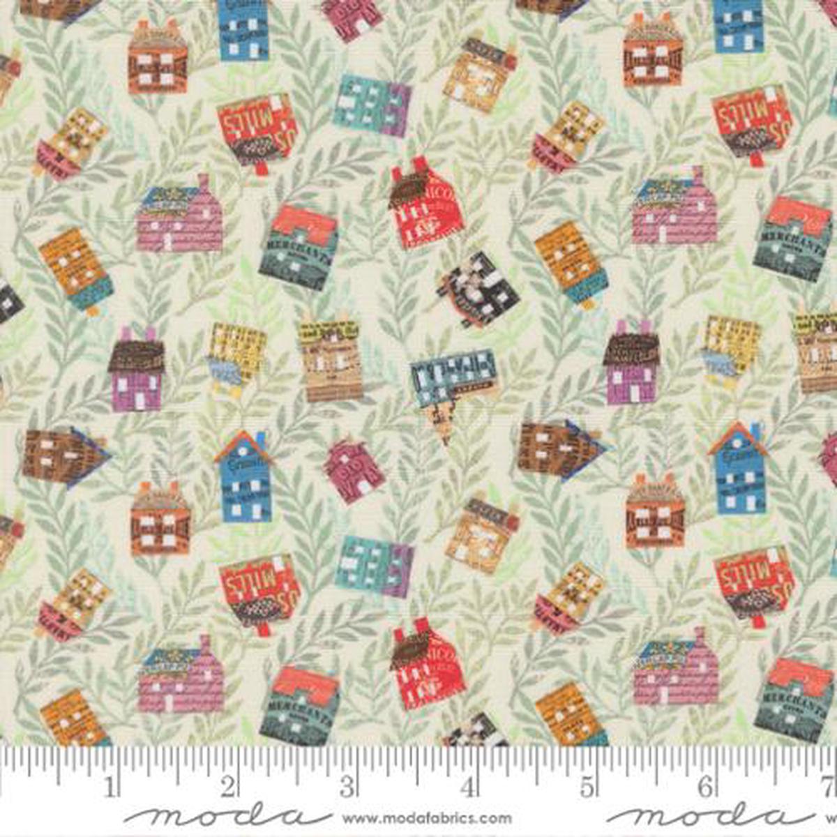 Paper Hamlet Collection Tossed Houses Cotton Fabric 39566