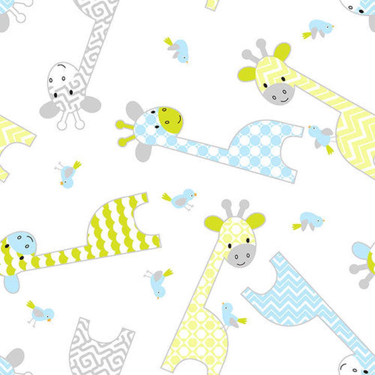 Tossed Giraffe Cotton Flannel Fabric 9307A