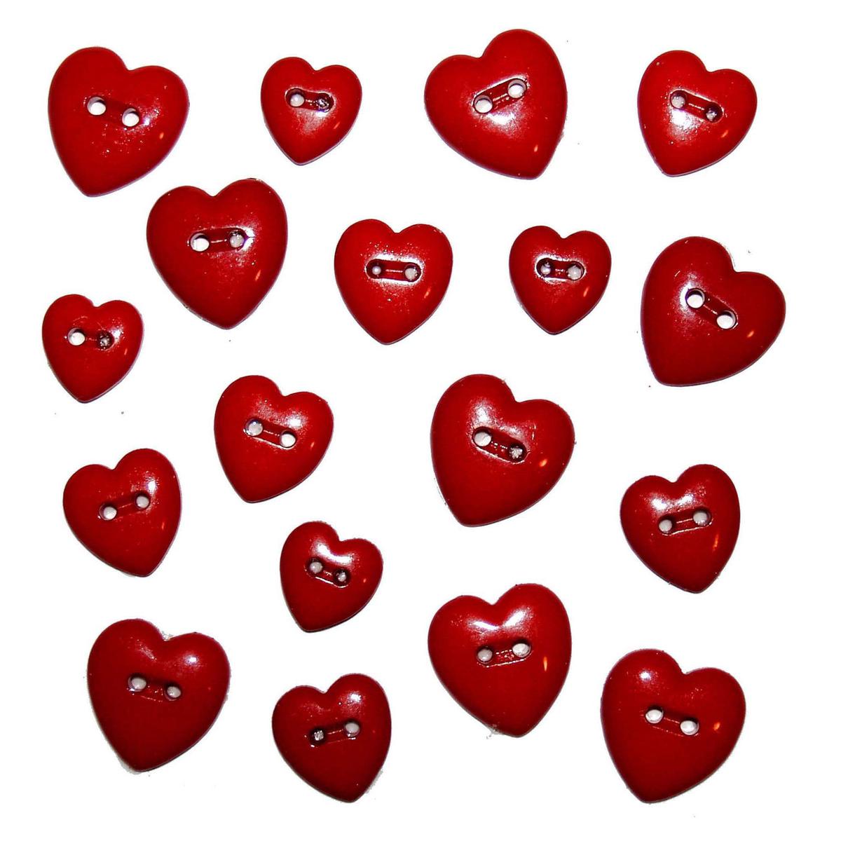 Buttons Red Hearts 242