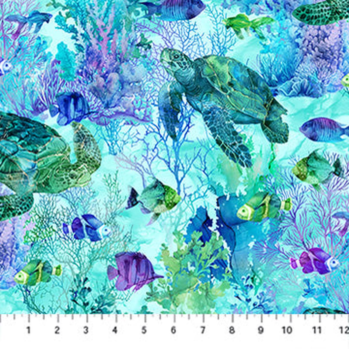 Coral Reef Collection Fish and Turtle Cotton Fabric DP28877-66