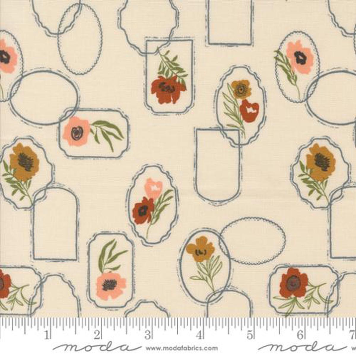 Foraged Found and Hand Me Down Collection Floral Cameo Cotton Fabric 45631