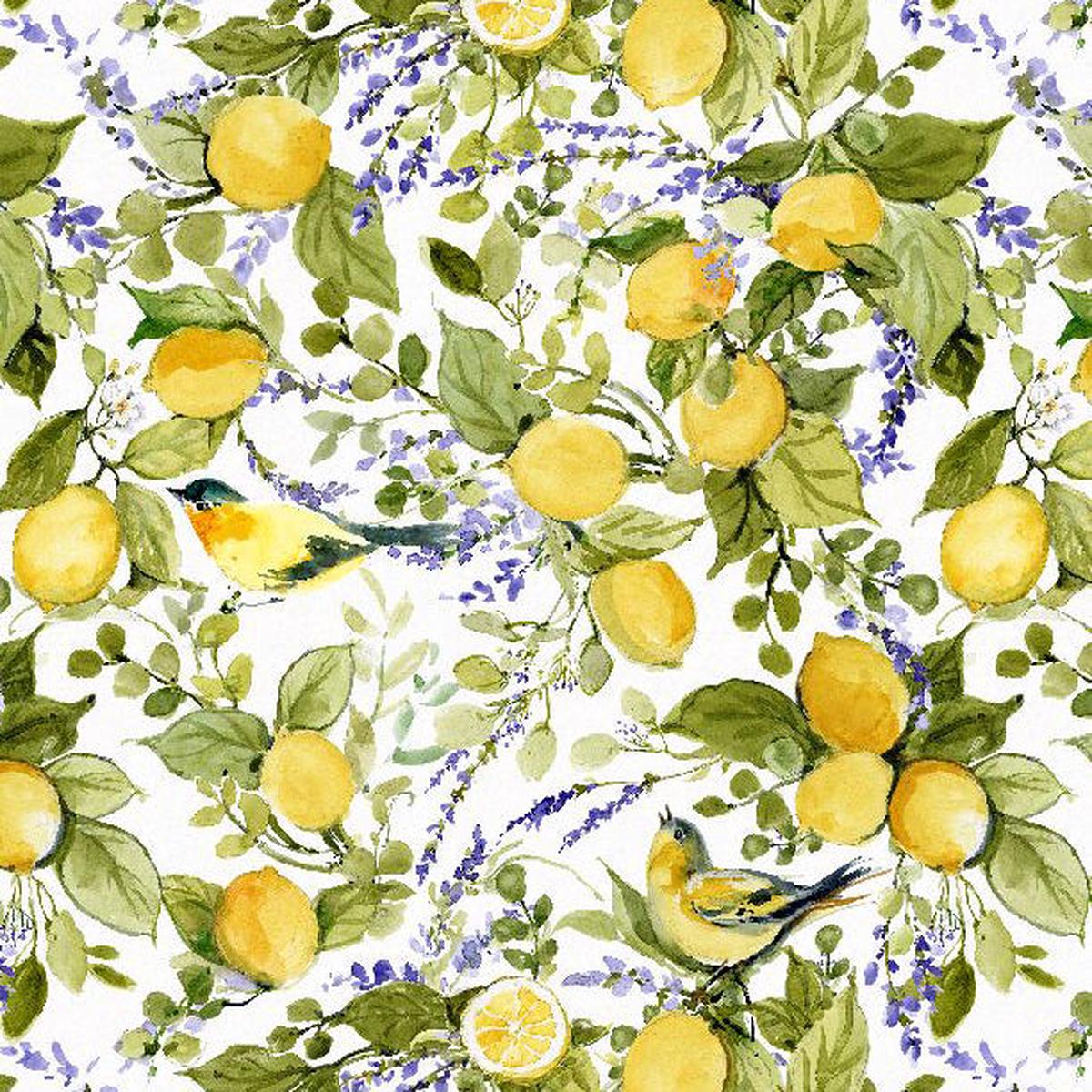 Lavender Lemonade Collection Lemons All Over Cotton Fabric 39883
