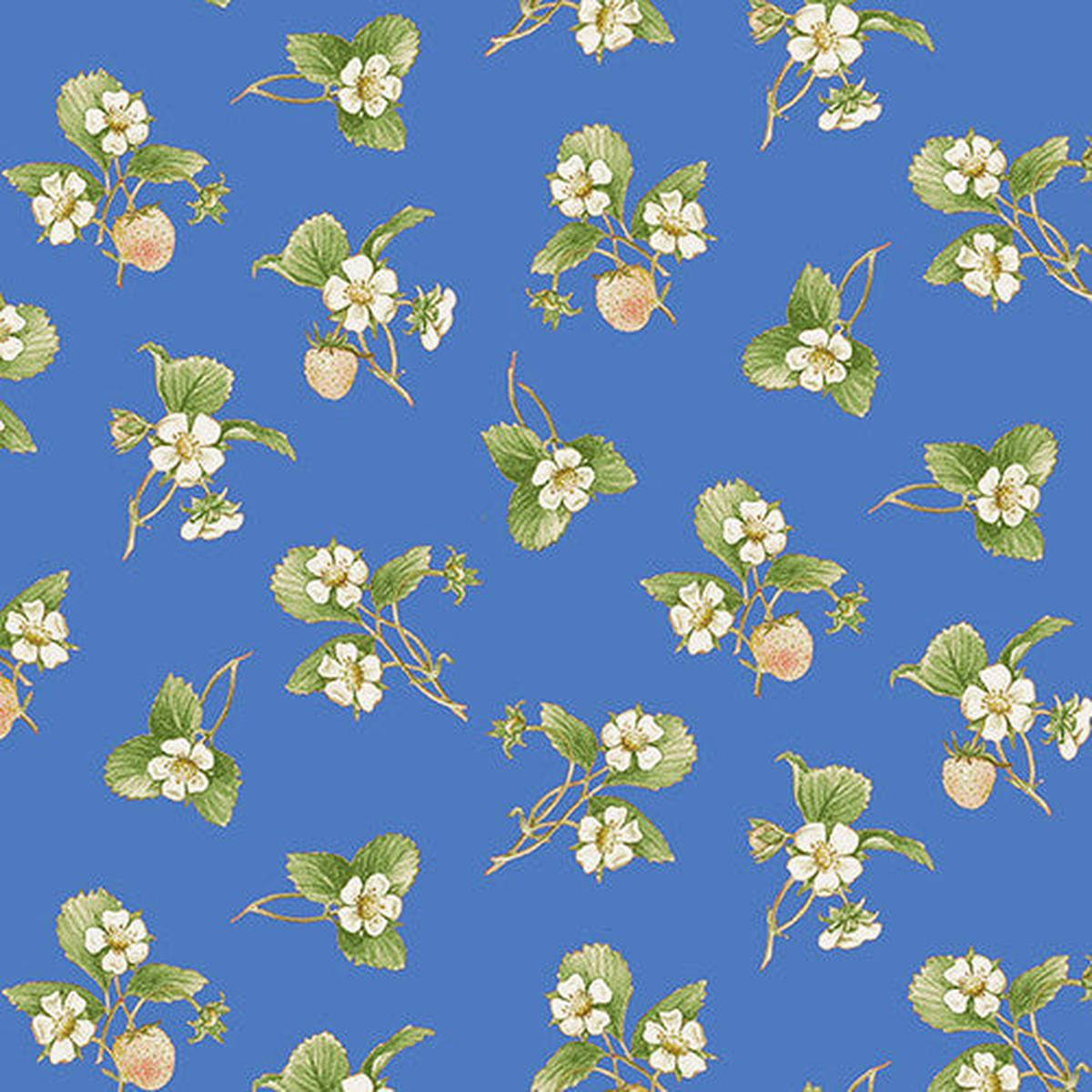 Strawberry Garden Collection Tossed Strawberry Flower Cotton Fabric 503