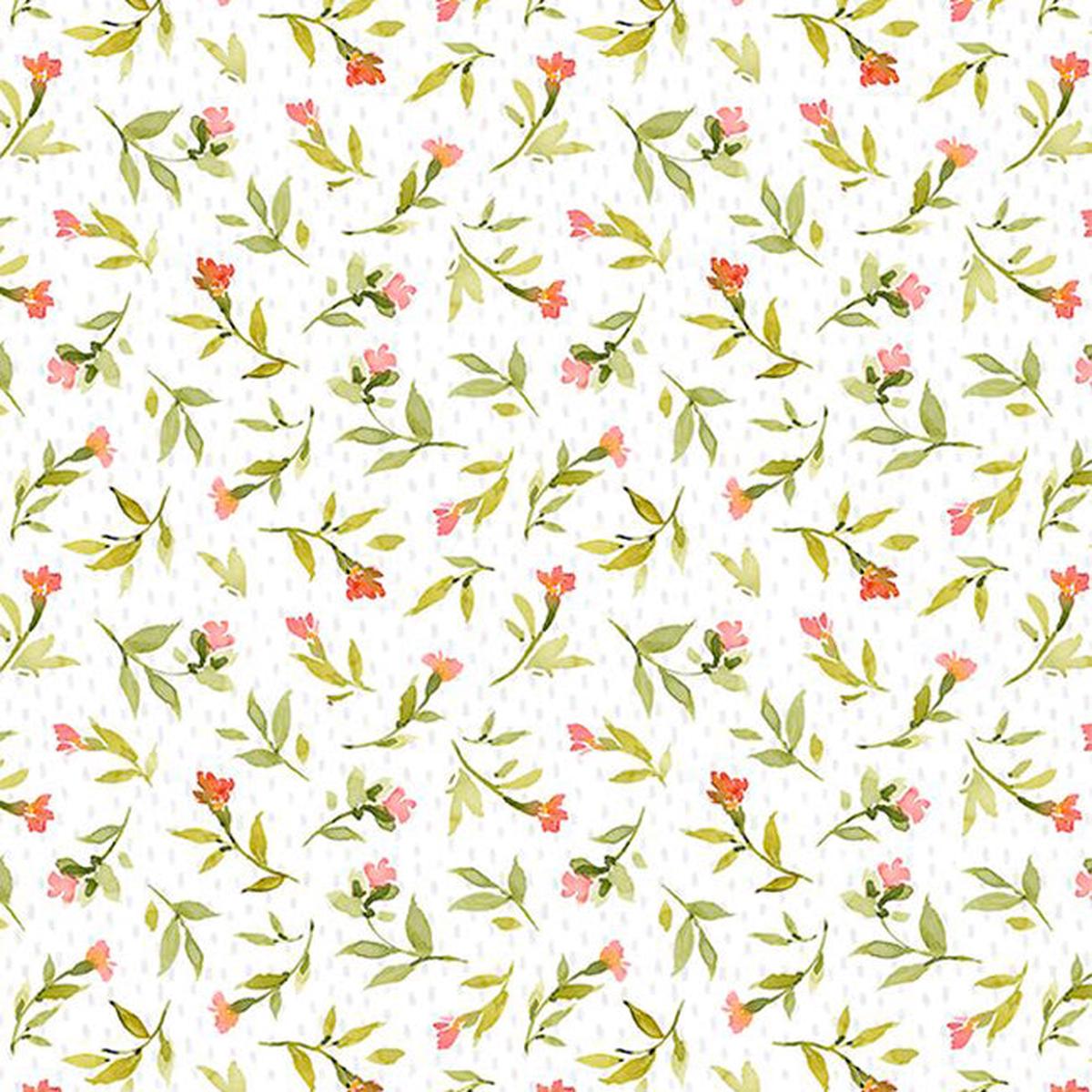 Hummingbird Floral Collection Floral Toss Cotton Fabric 3023-39831