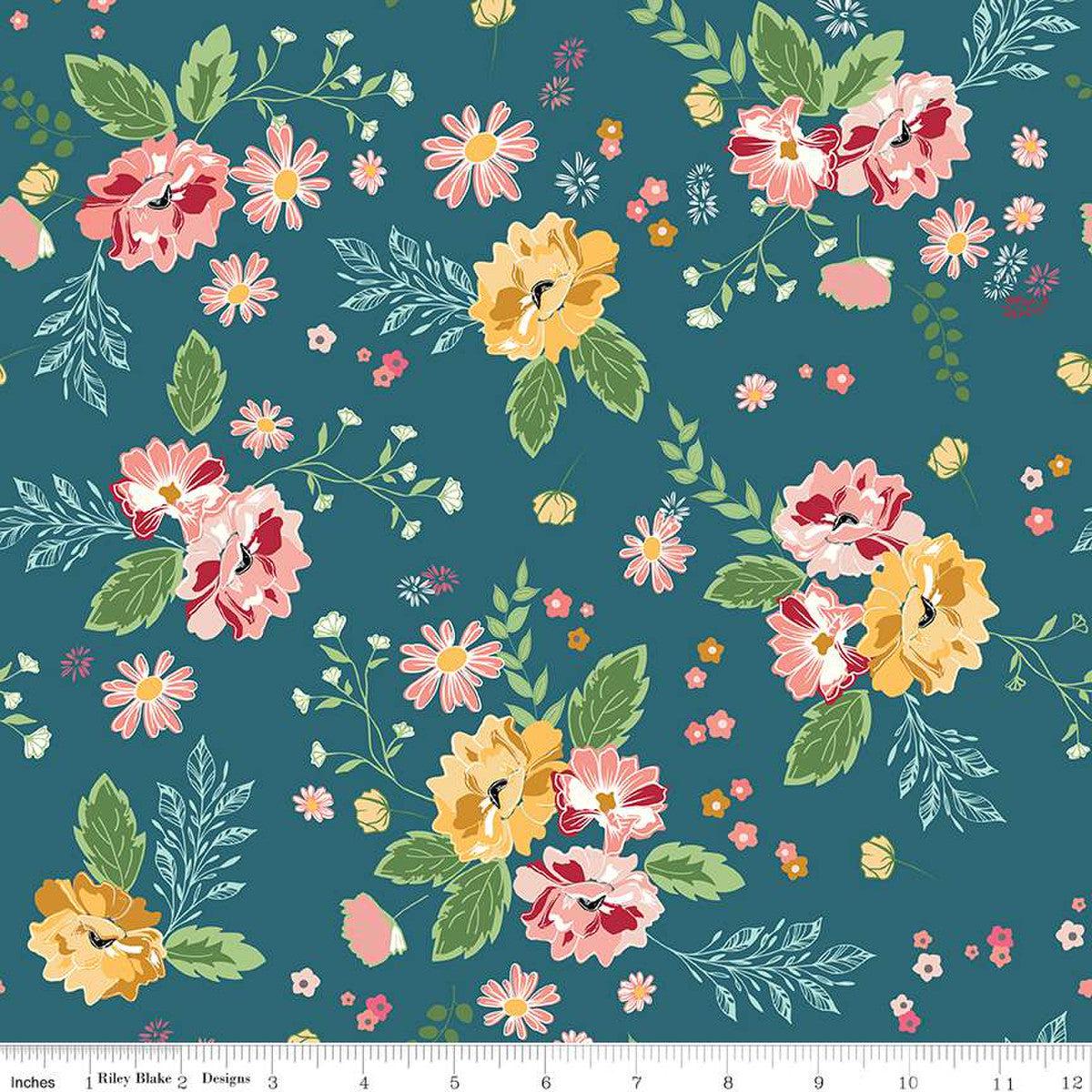 Melody Collection Large Floral Cotton Fabric C15140
