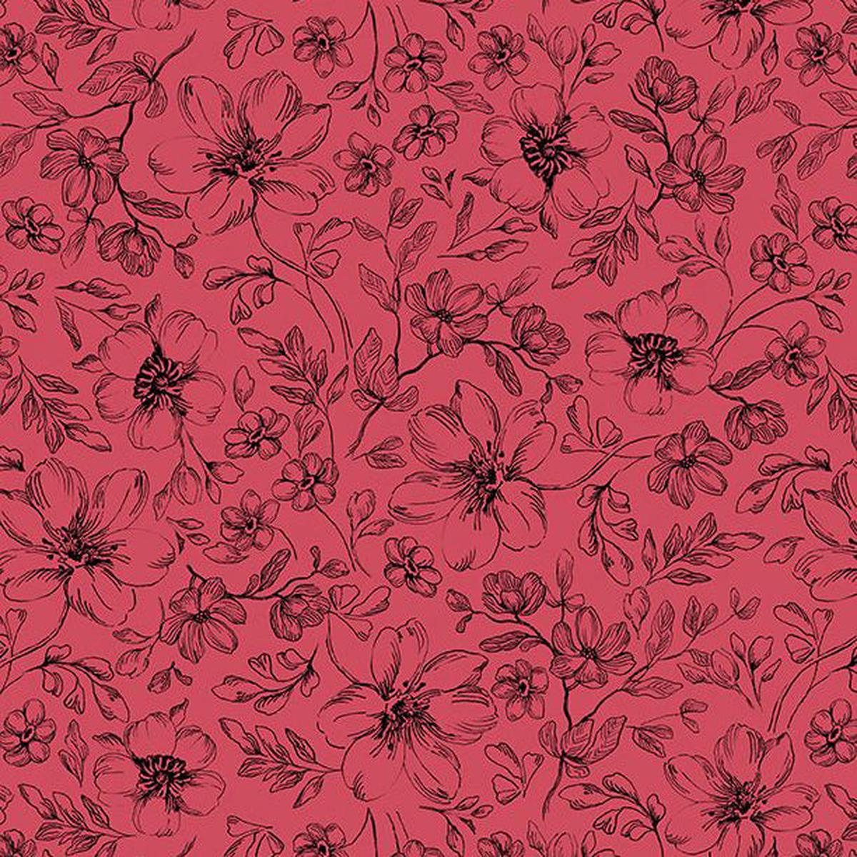 Scarlet Dreams Collection Floral Toile Cotton Fabric 30111