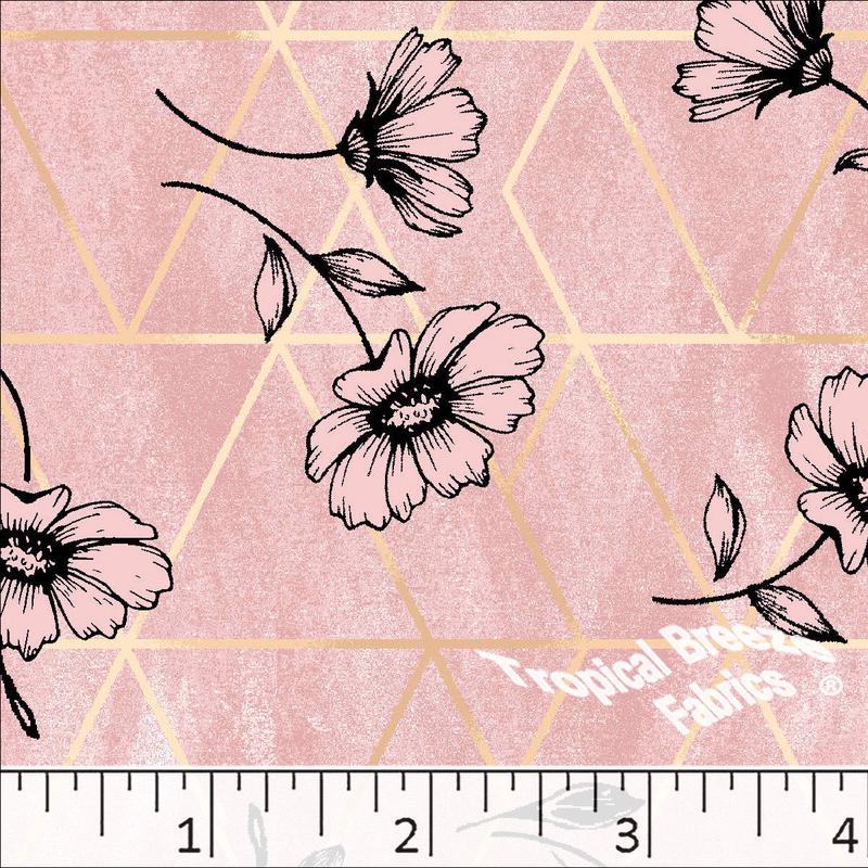 Standard Weave Geometric Floral Print Poly Cotton Fabric 6254