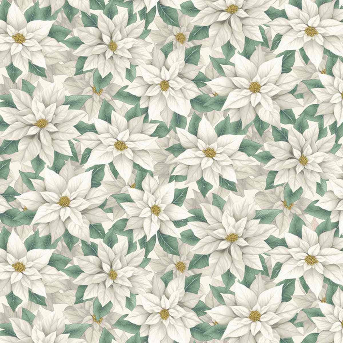 Sweet Christmas Memories Collection Poinsettia Cotton Fabric 3619