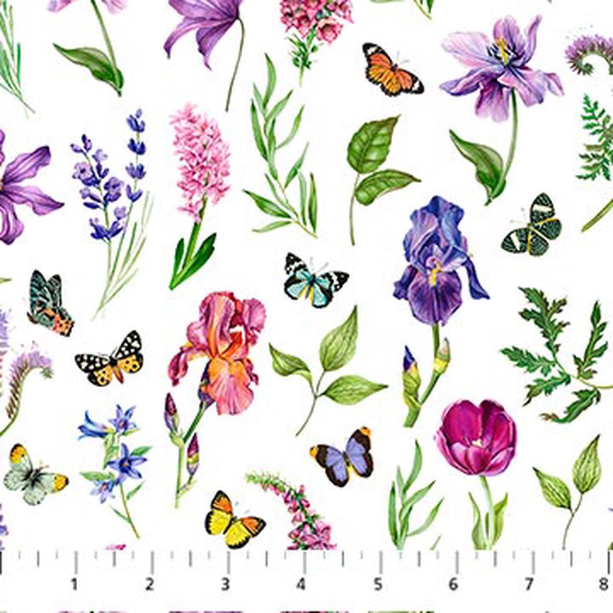 Deborah's Garden Collection Botanics and Butterflies Cotton Fabric DP25594