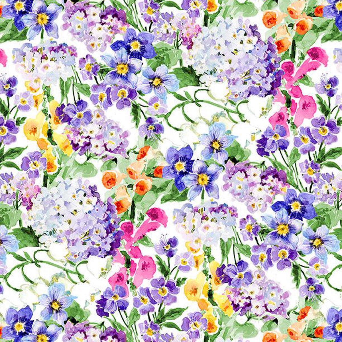 Floral Flutter Collection Packed Florals Cotton Fabric 39910
