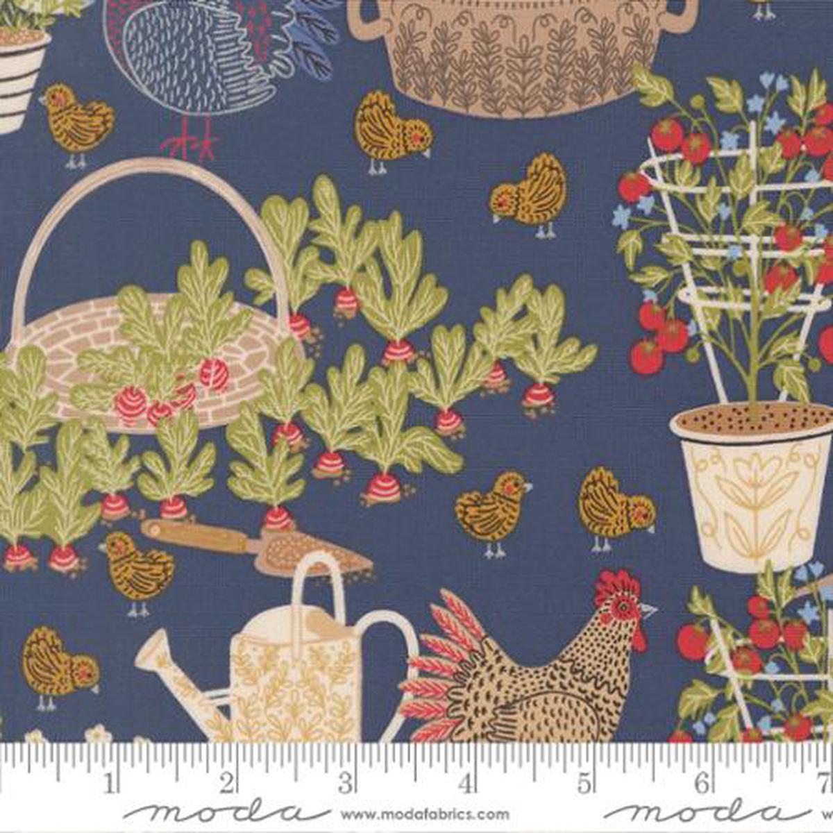 The Henhouse Collection Chicken Garden Cotton Fabric 48430