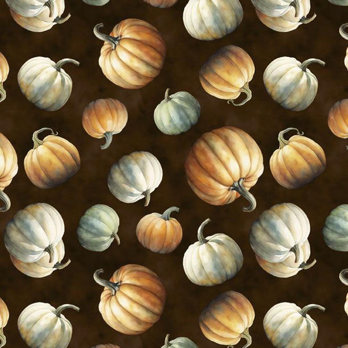 Glorious Fall Collection Tossed Pumpkins Cotton Fabric 33911