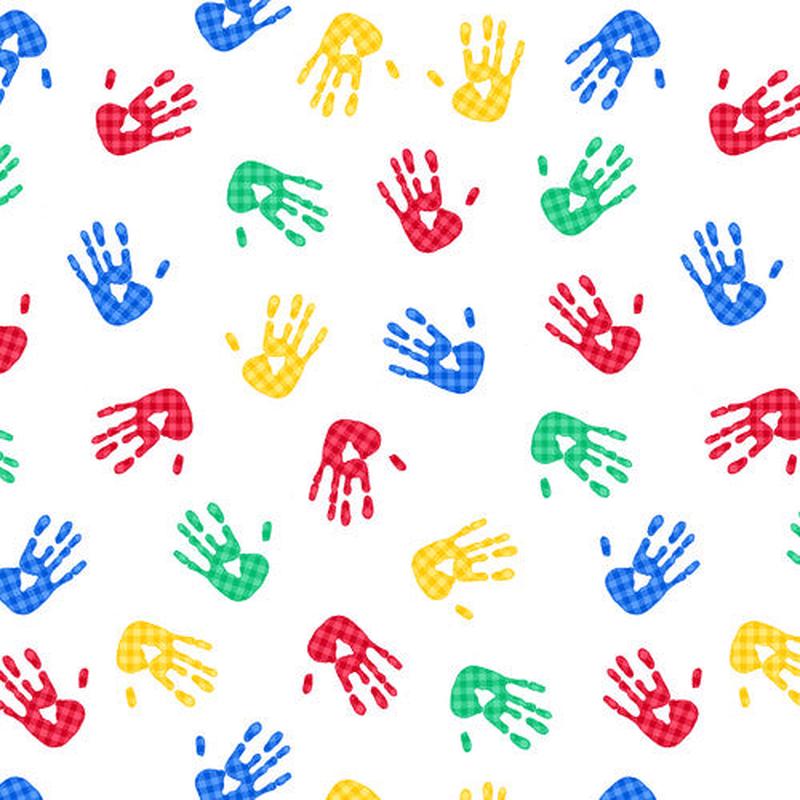 Handprints Cotton Flannel Fabric 9434-78