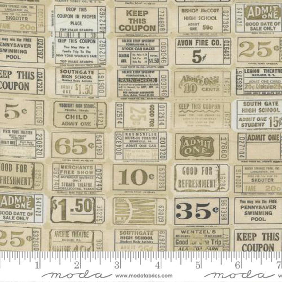 Junk Journal Collection Novelty Tickets Cotton Fabric 7416