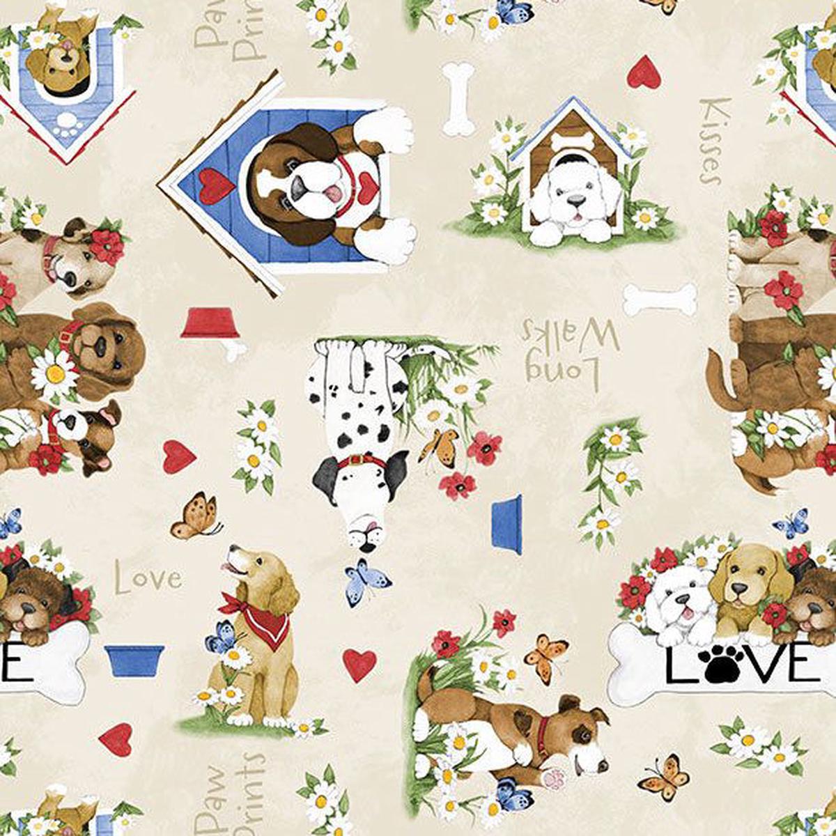 Paws at Play Collection Puppies All Over Cotton Fabric 39919