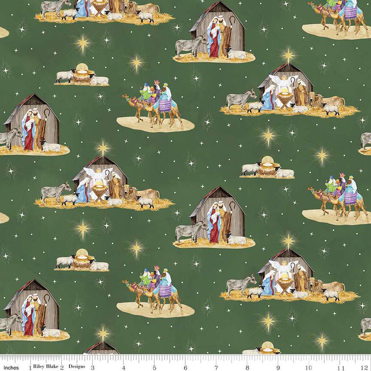 Come Let Us Adore Him Nativity Cotton Fabric C16310