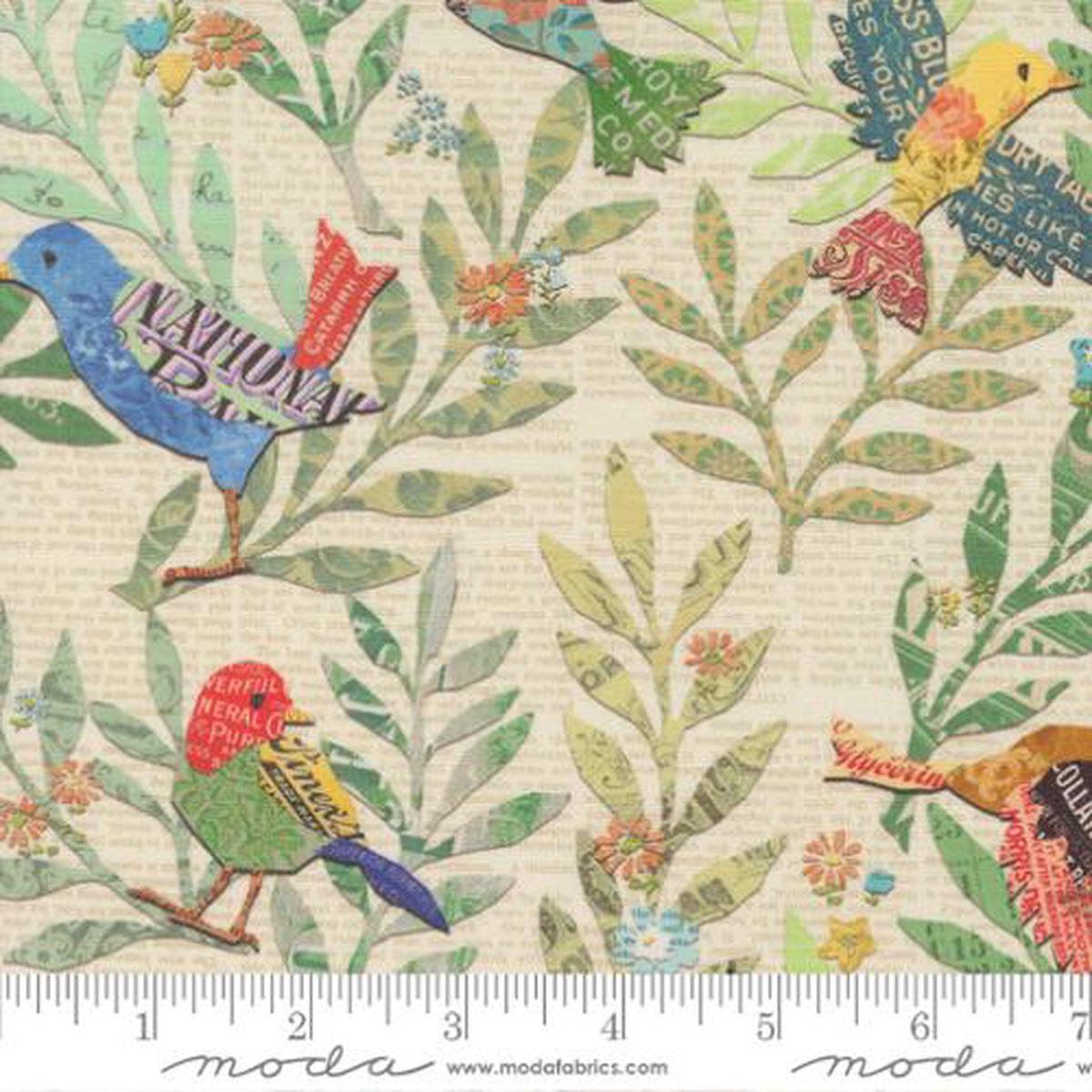 Paper Hamlet Collection Newspaper Birds Cotton Fabric 39560